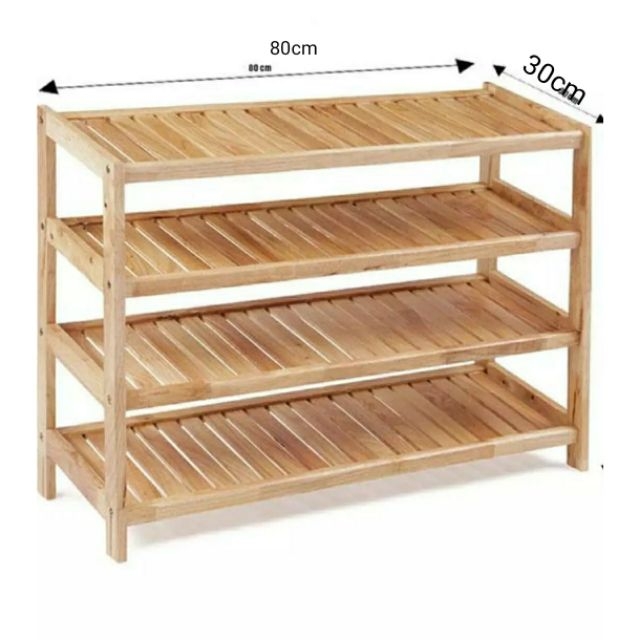 Kệ dép gỗ 80cm - 4 tầng