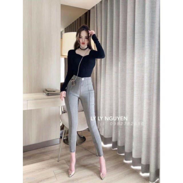 [FreeShip Max] Quần bò giấy cạp cao 1 khuy