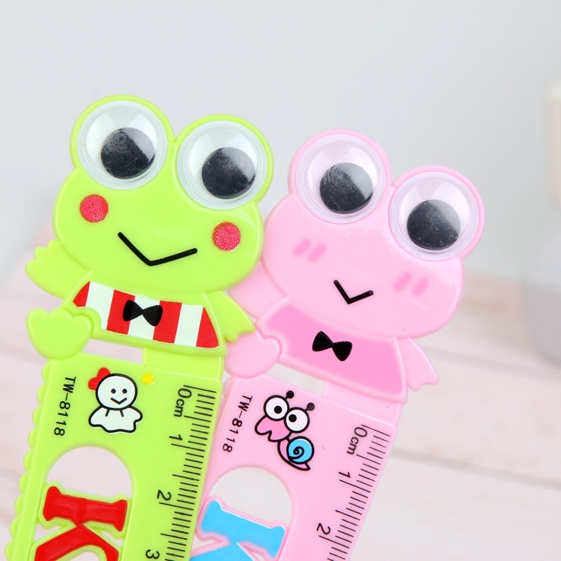 Combo 2 Cây Thước Kẻ Kiểu Nhựa Hình Dáng Con Ếch Dễ Thương