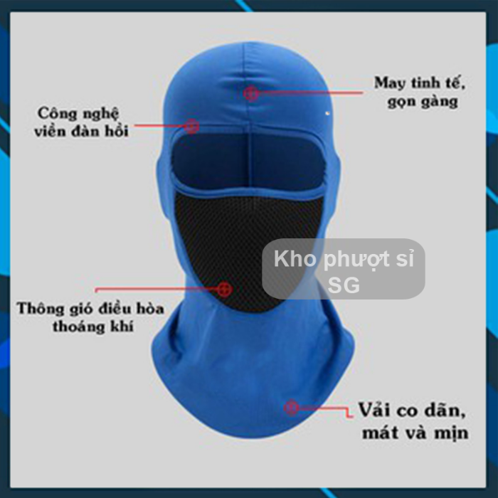 Mũ trùm đầu ninja cao cấp điều hòa Ari chống bụi - dùng đội lót mũ fullface, mũ 3/4, nửa đầu - Khăn trùm đầu ninja cao cấp luới x2 Ari