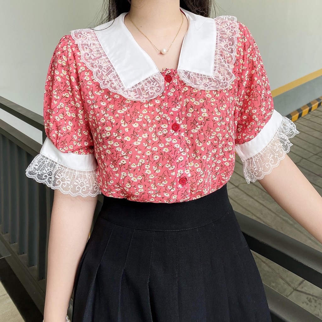 ÁO SƠ MI CỔ NHỌN VIỀN REN (MS113)
