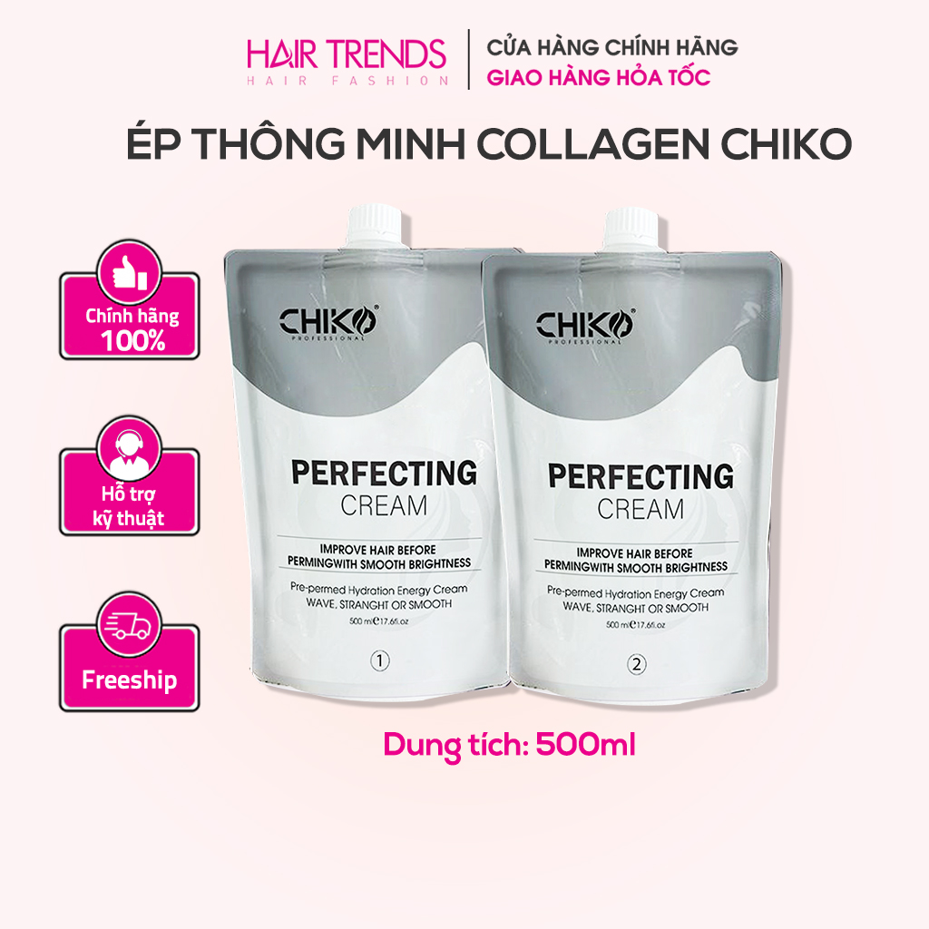 (CHÍNH HÃNG) thuuốc ép/duỗi tóc collagen thông minh CHIKO (Cặp Lớn)