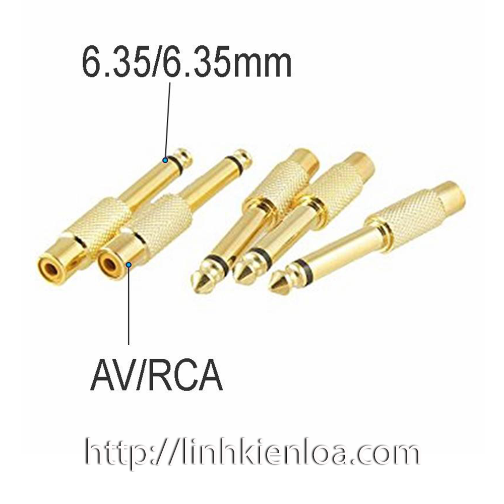 Jack chuyển 6 ly ra hoa sen - Jack chuyển 6.35mm (6 ly) ra AV (RCA), Jack mạ chống nhiễu