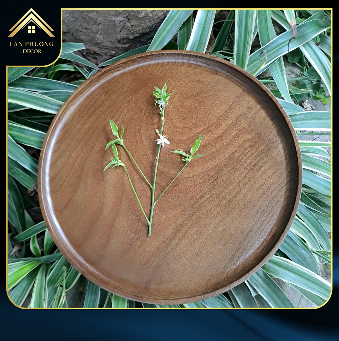 Khay gỗ tròn decor chất liệu gỗ tự nhiên