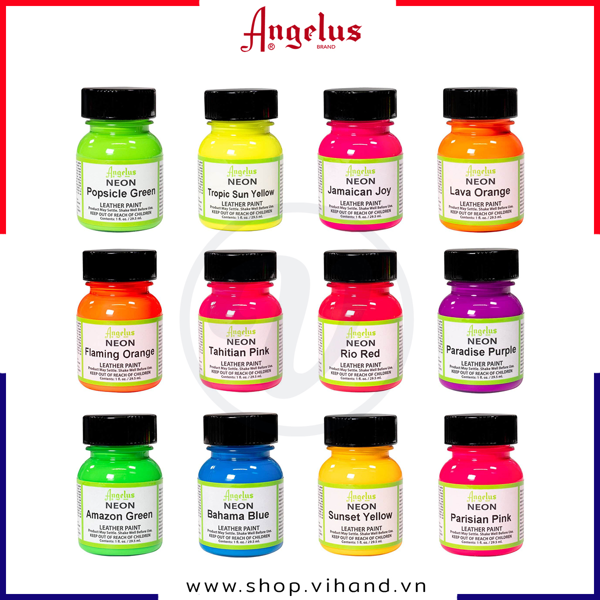 [HCM]Màu vẽ da vải Angelus Leather Paint (Neon) - 29.5ml (1Oz)