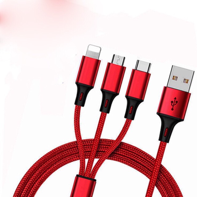 Cáp sạc điện thoại đa năng 3 đầu TYPE C-LIGHTNING-MICRO USB