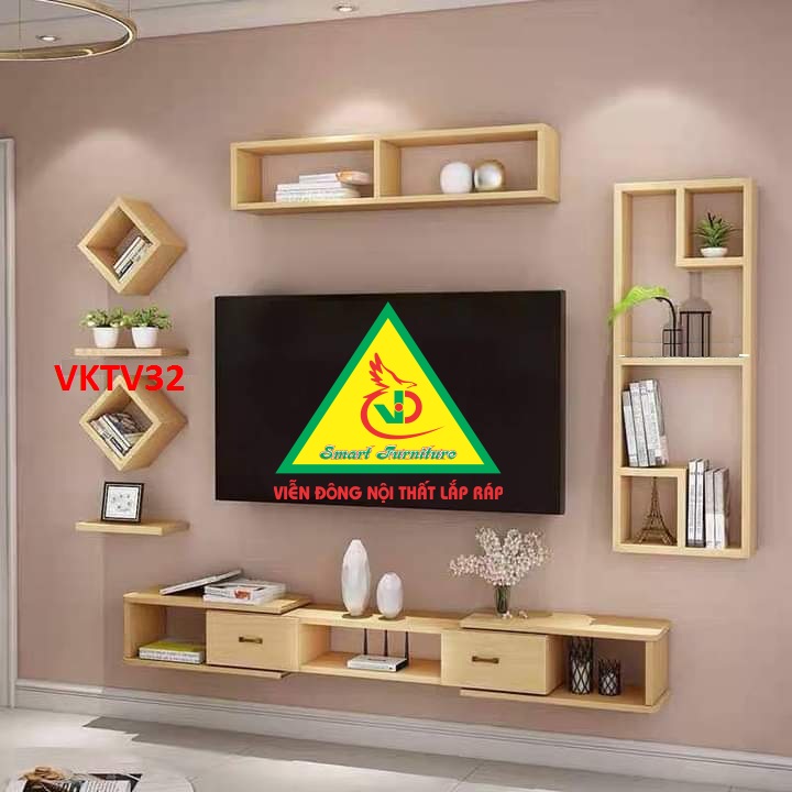 BỘ KỆ TI VI TREO TƯỜNG TRANG TRÍ VKTV32- NỘI THẤT LÁP RÁP VIENDONG ADV