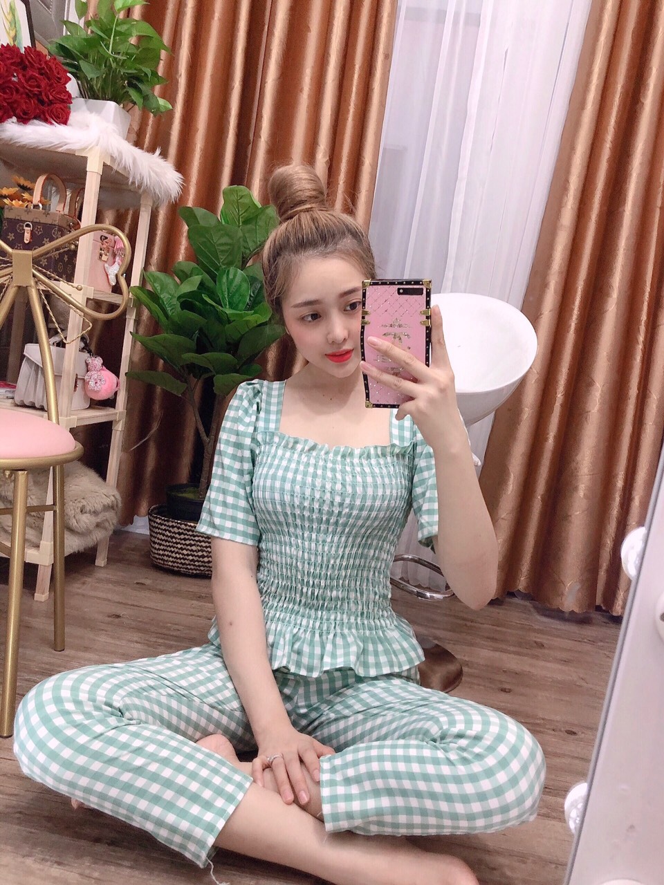 Set bộ nữ áo tay loe xòe eo kèm quần suông