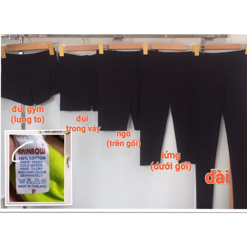 (SALE)Quần legging chuẩn RAINBOW thái lan (tag mạc như hình) MÀU ĐEN