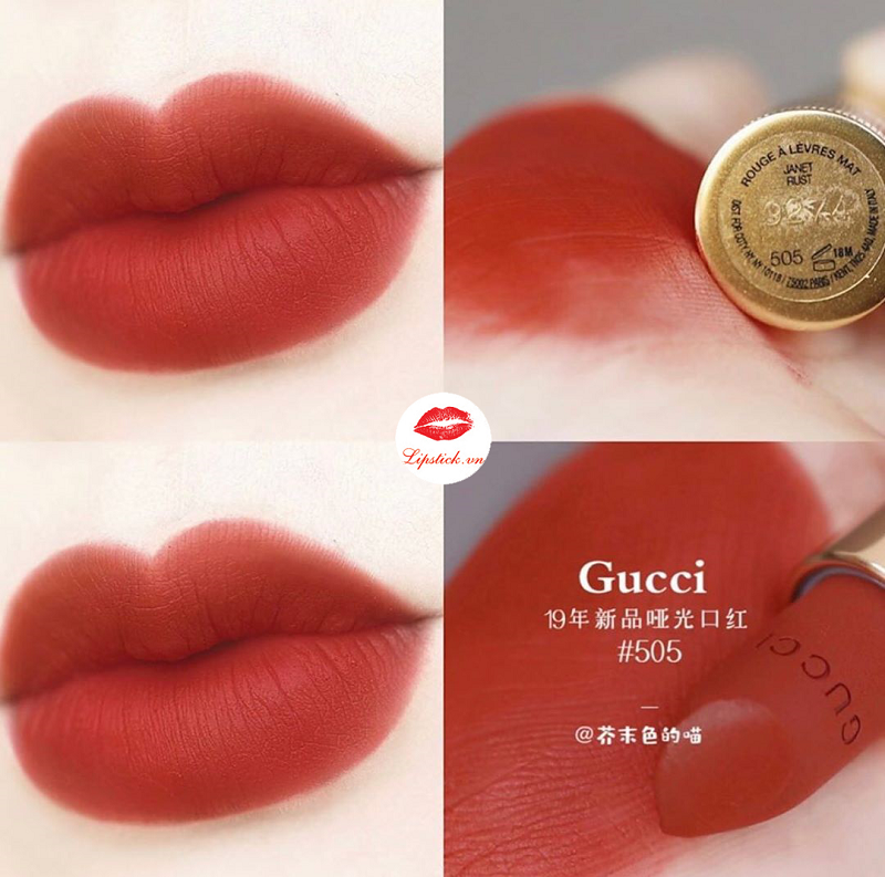 [Freeship]Son Gucci màu 505 Janet Rush Matte Đỏ đất thời thượng (NEW)