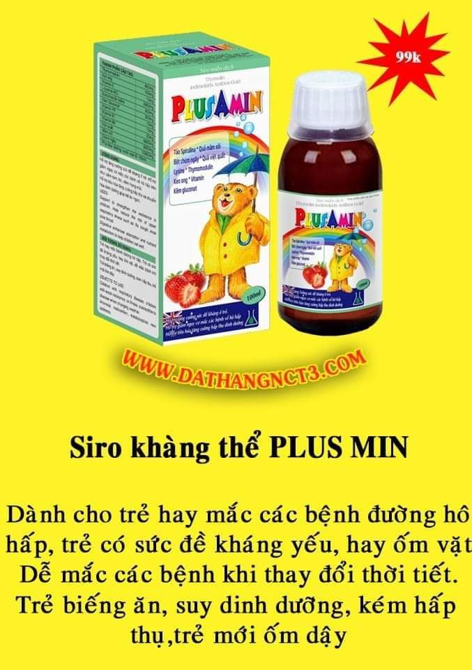 Siro PlusMin kháng thể ăn ngon cho trẻ em 100ml