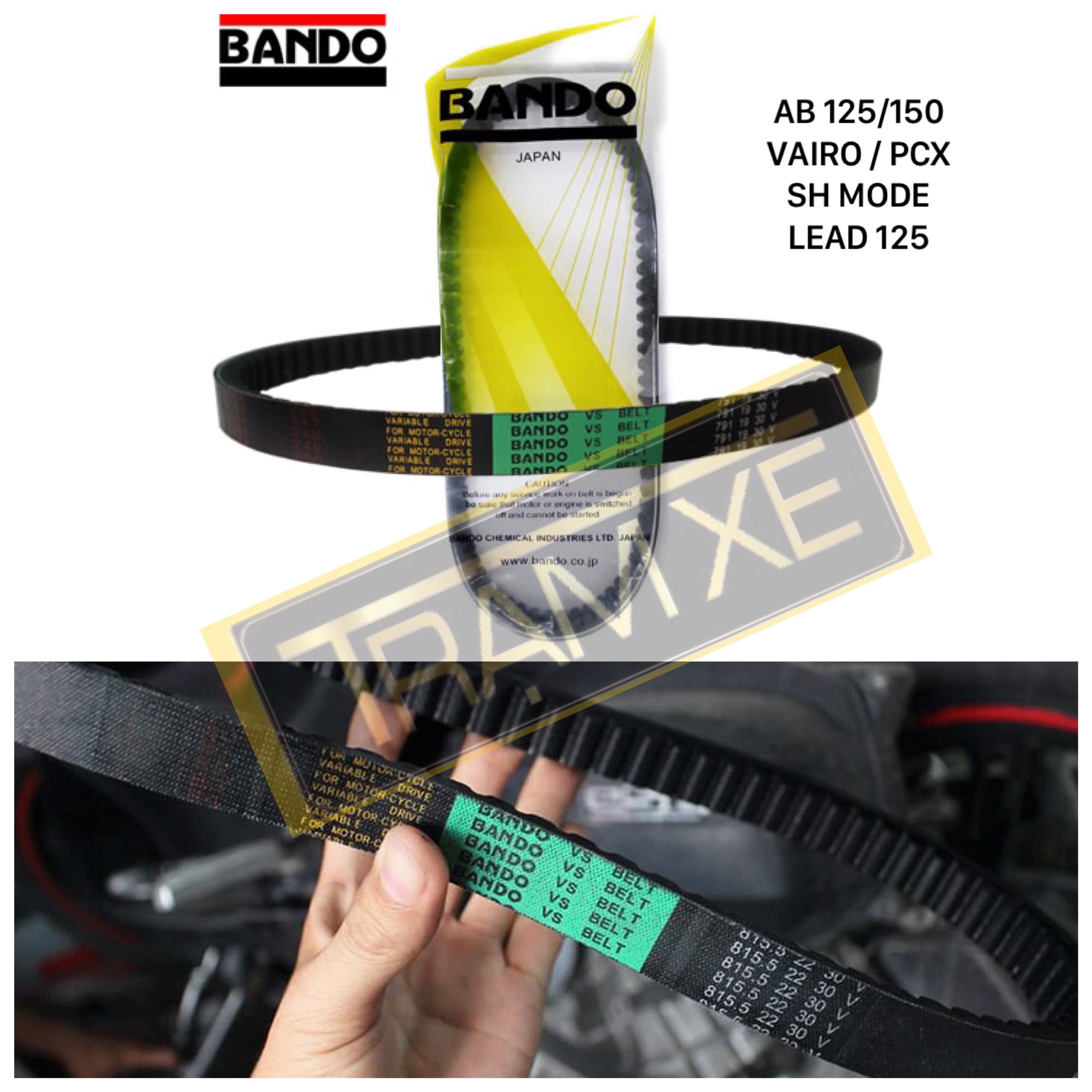 Dây curoa Bando cho xe Air Blade 125 150, Vairo 125 150, Pcx, AB, Sh mode, Lead 125 hàng chính hãng độ bền cao xe vận hành êm ái