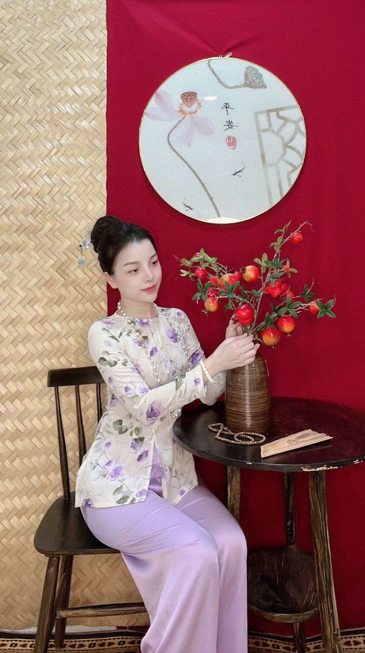BỘ BÀ BA VẢI LỤA HỌA TIẾT VÀ CHẤM BI MẪU 2
