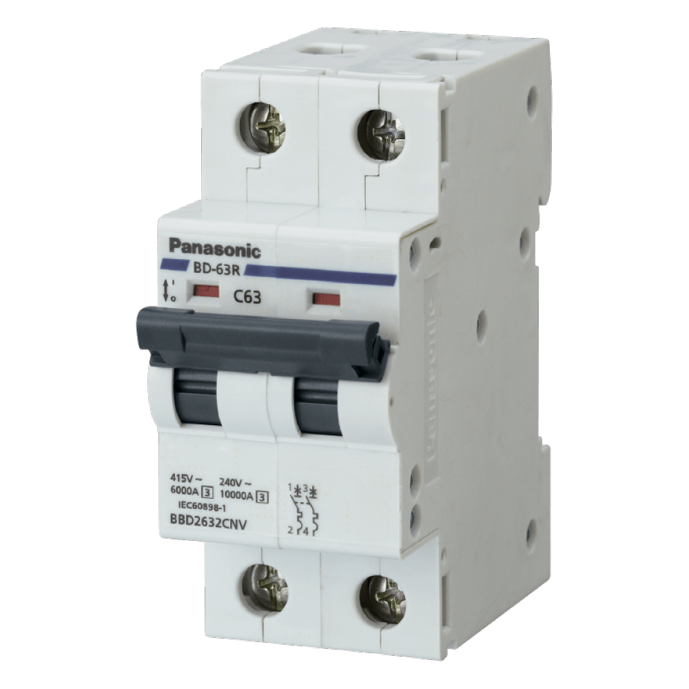 CB PANASONIC 2 PHA 32A -63A, Cầu dao tự động DIN MCB 32A-63A