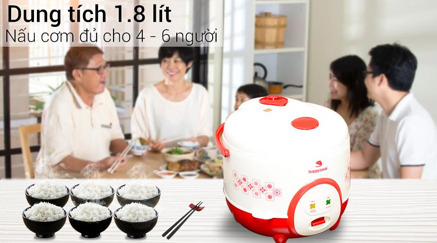 Nồi cơm điện Happycook 1.8 lít HC-180A Đỏ