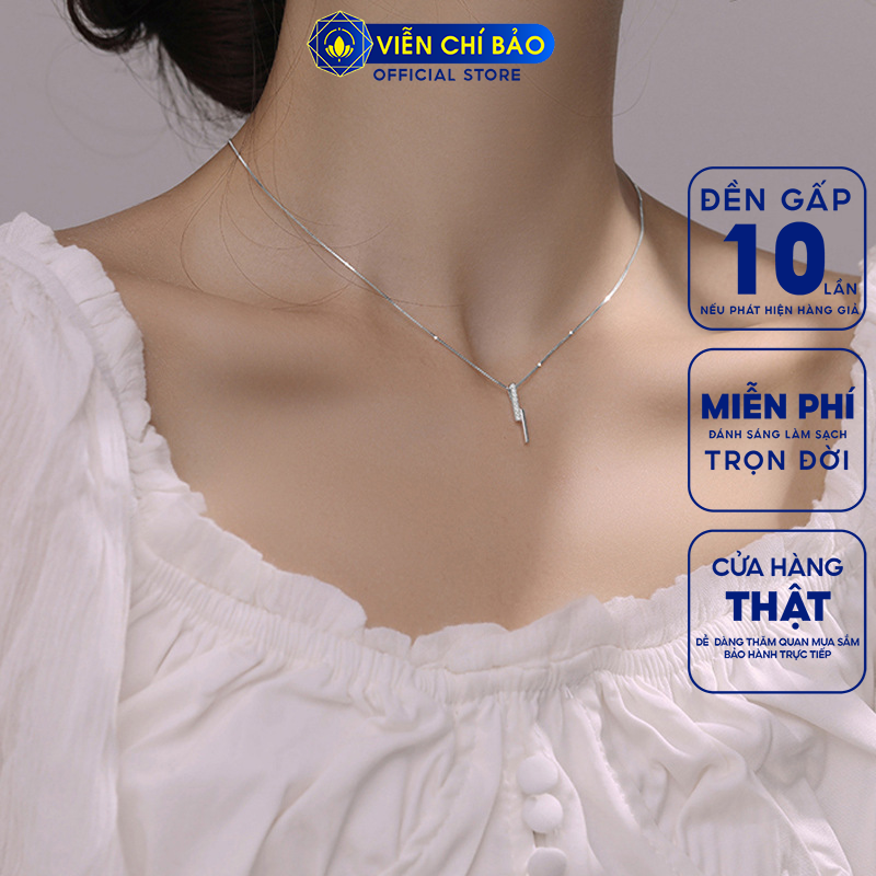 Dây chuyền bạc nữ tia chớp Flash đính đá chất liệu bạc S925 thời trang phụ kiện trang sức nữ Viễn Chí Bảo D400523