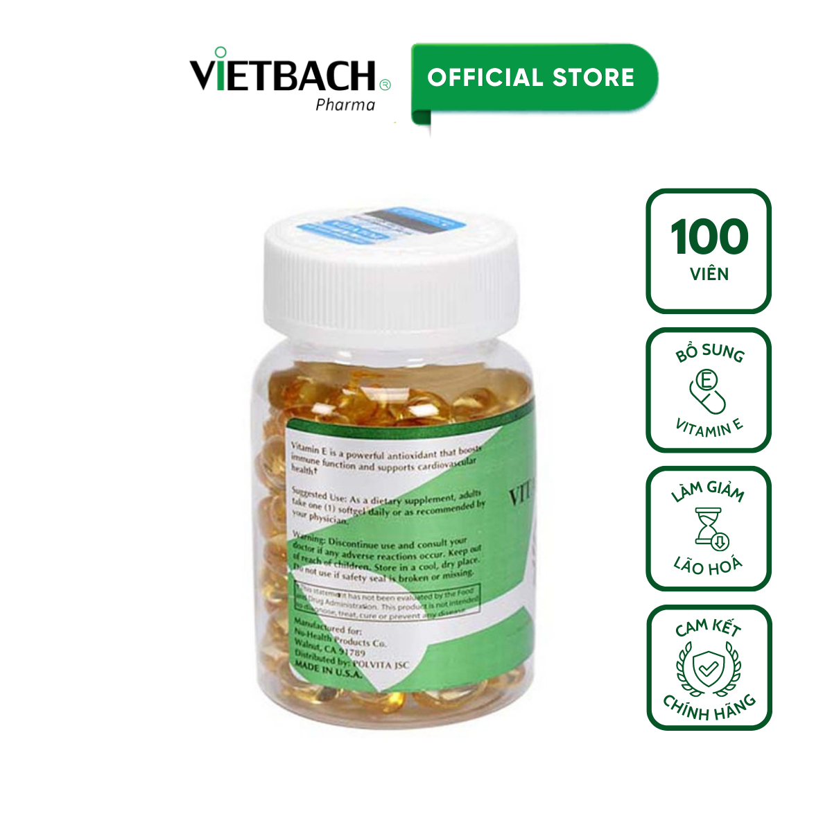 Viên uống bổ sung VITAMIN E - 400 IU (Lọ 100 viên)