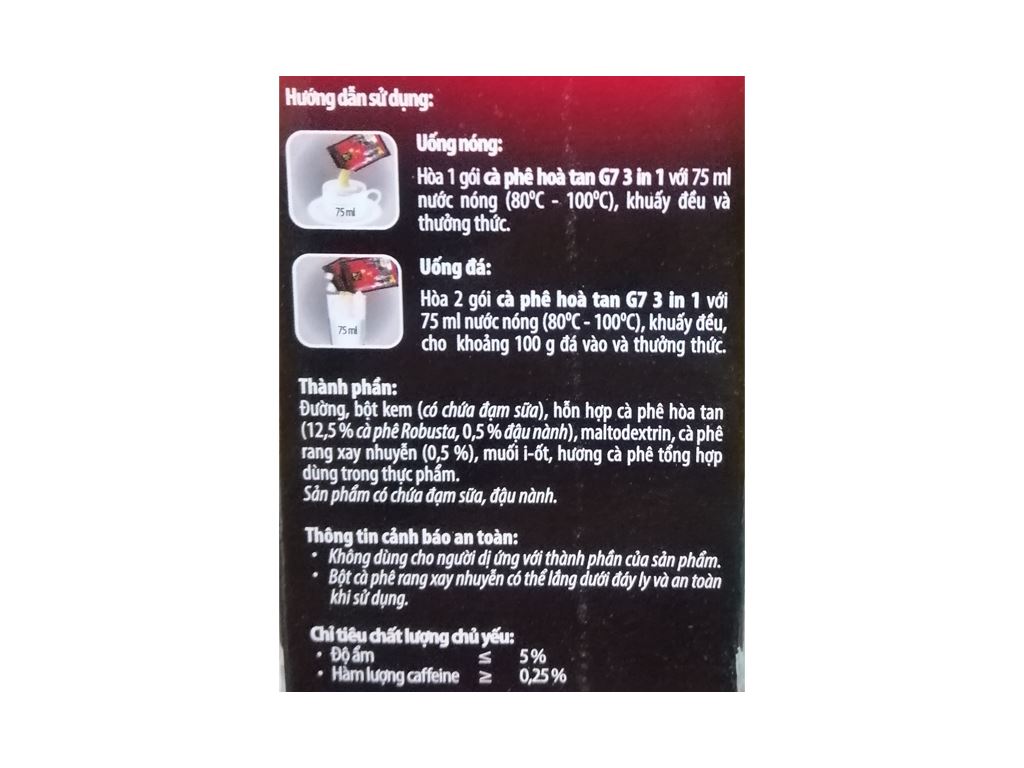 Cà Phê G7 3in1 – Hộp 21 Gói