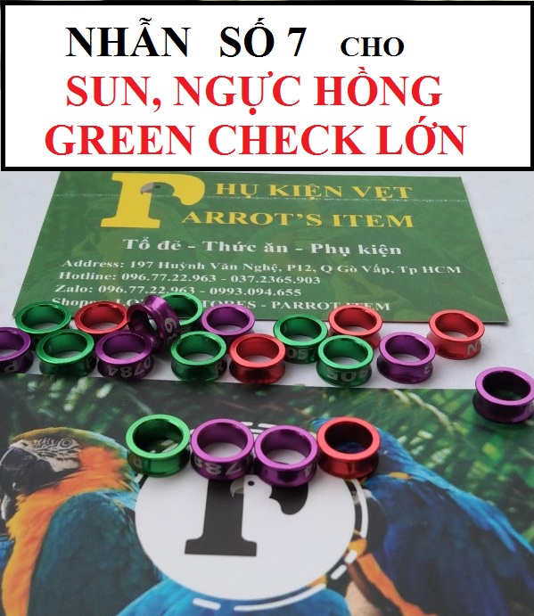 NHẪN ĐEO CHÂN CHO CHIM CẢNH, VẸT(có nhiều màu sắc)