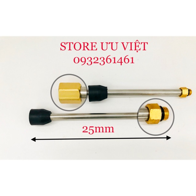 ỐNG NỐI DÀI SÚNG MÁY XỊT RỬA XE 25cm CHẤT LIỆU INOX HỢP KIM ĐỒNG - PHỤ KIỆN MÁY XỊT RỬA XE