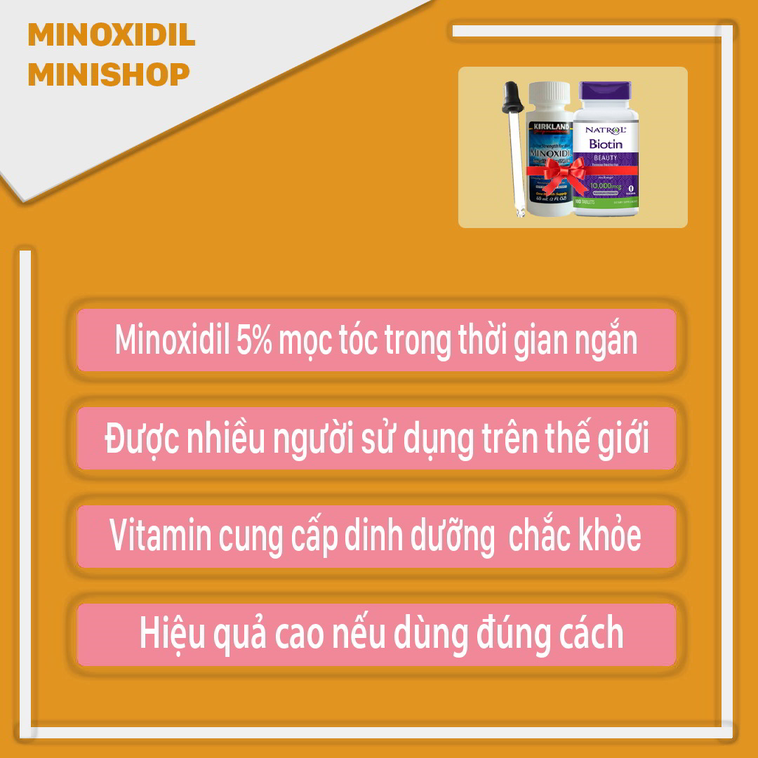 Minoxidil 5% Mọc Râu Dạng Lỏng Kirkland Combo Biotin