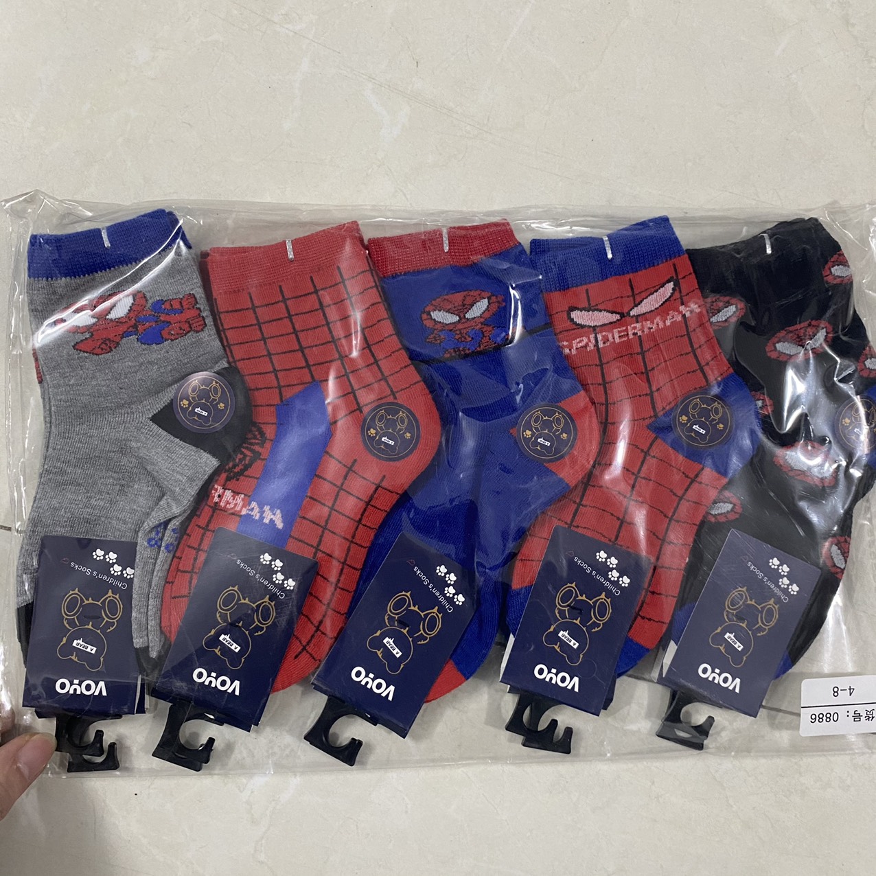 Tất Vớ Trẻ Em - Set 5 Đôi Tất Siêu Nhân Người Nhện Cổ Cao Bé Trai 3-8 Tuổi