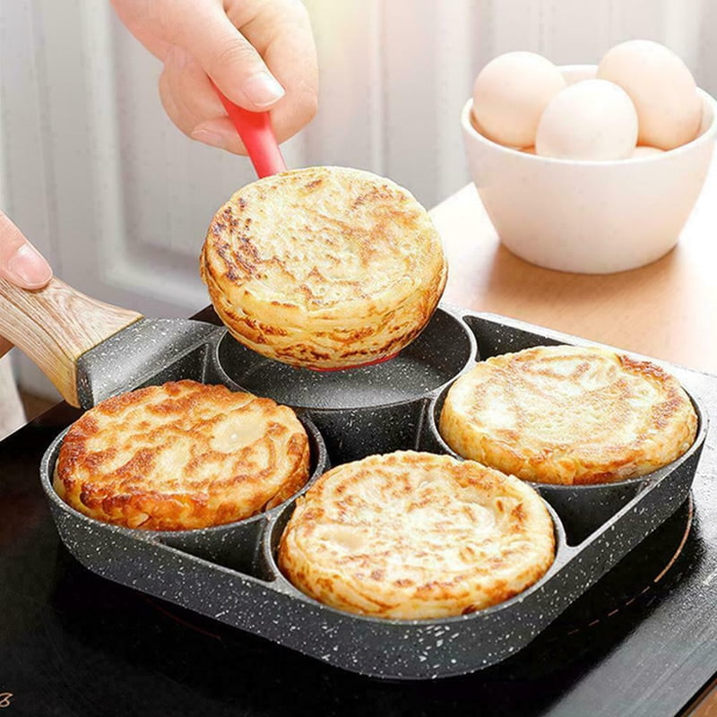 Khuôn Chảo Rán Trứng 4 Lỗ Tròn Loại Dày Hợp Kim Nhôm Đa Năng