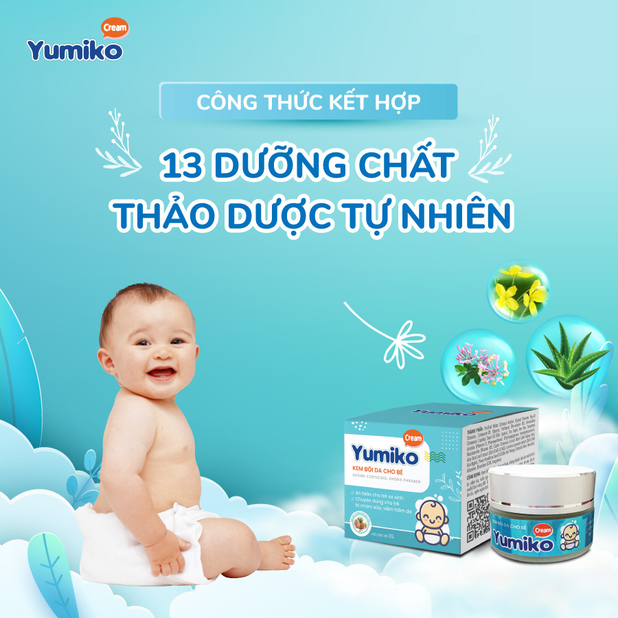 Kem bôi chàm sữa viêm da cho bé Yumiko