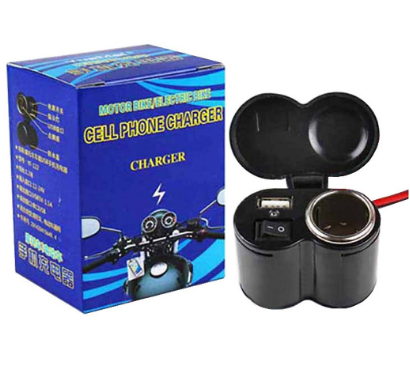 Sạc Điện Thoại Trên Xe Máy , moto 3 trong 1,Sac dien thoai xe may Sạc Điện Thoại Trên Xe Máy có lỗ Tẩu và cầu chì (Đen),cóc sạc điện thoại lắp cho xe máy