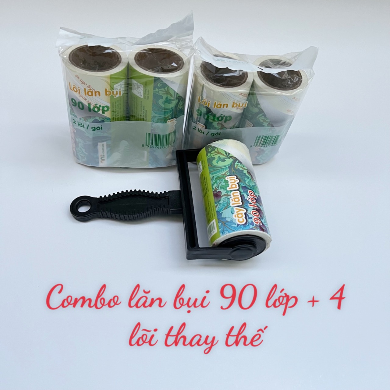 Combo lăn bụi 90 lớp + 4 lõi thay thế ( siêu tiết kiệm)