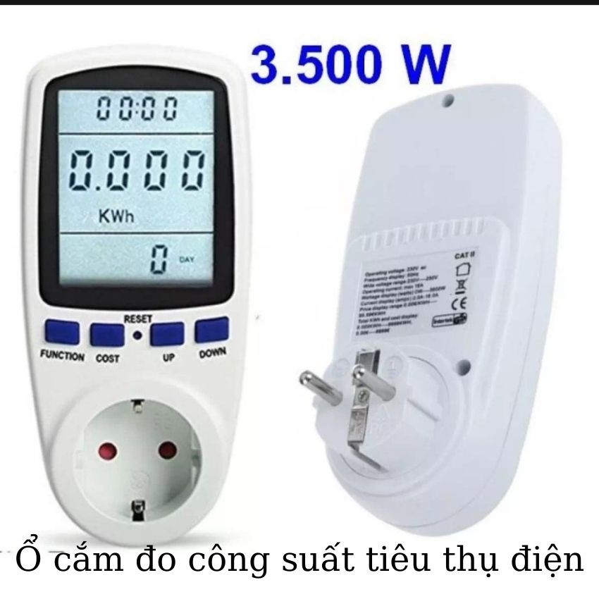 Đồng hồ đo công suất tiêu thụ điện thiết bị 220V, ổ cắm đo công suất