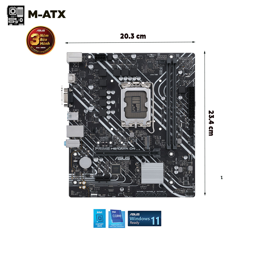 Mainboard Asus Prime H610M-K D4 - Bảo hành 36 Tháng