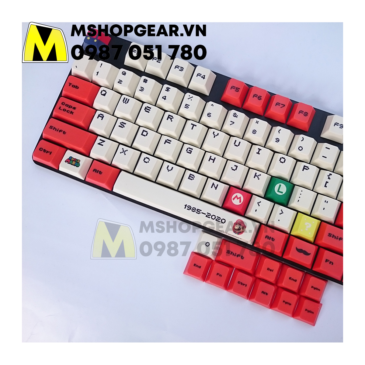 Keycap Mario đỏ thick pbt dye-sub cherry profile 119 keys