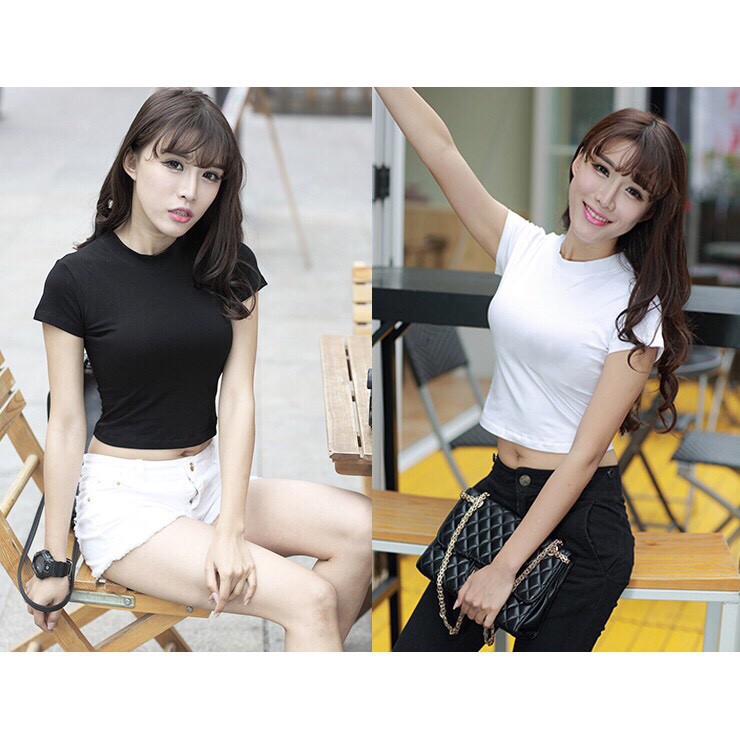 Áo crotop cổ tròn, chất cotton hàng bao đẹp