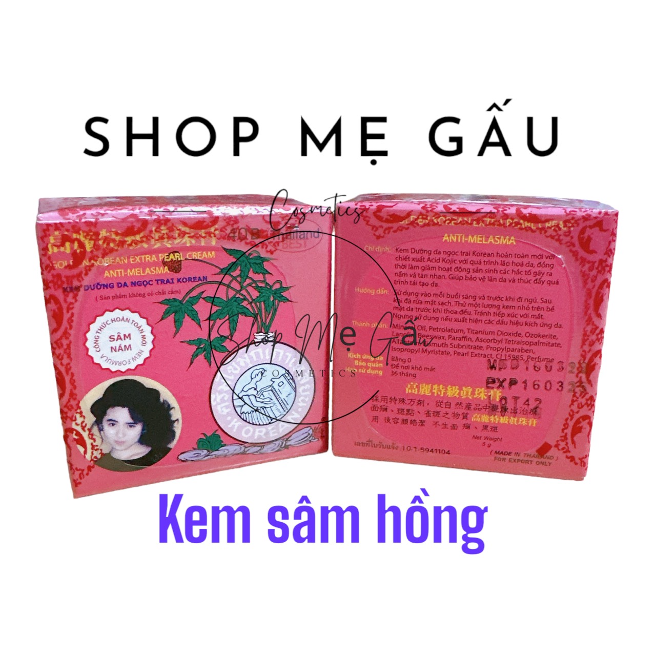 Lẻ 01 hộp kem sâm vàng, đỏ, hồng thái