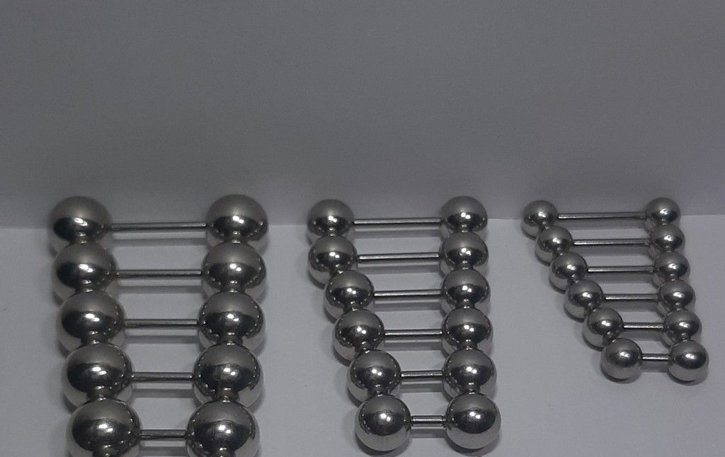 Khuyên chùy 2 bi kim loại size 8mm/ khuyên 2 đầu bi cho nam