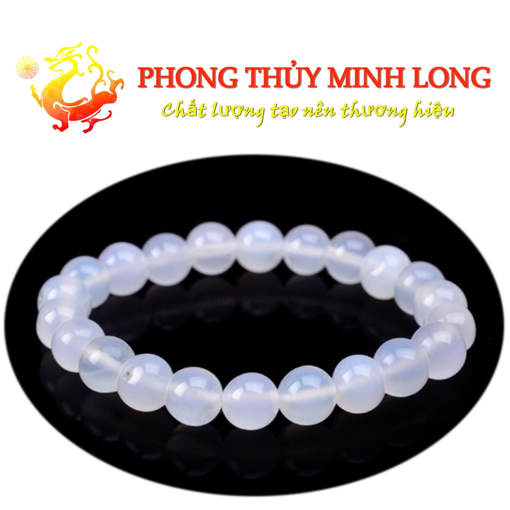 Vòng tay đá Mã Não Trắng chất lượng 3A
