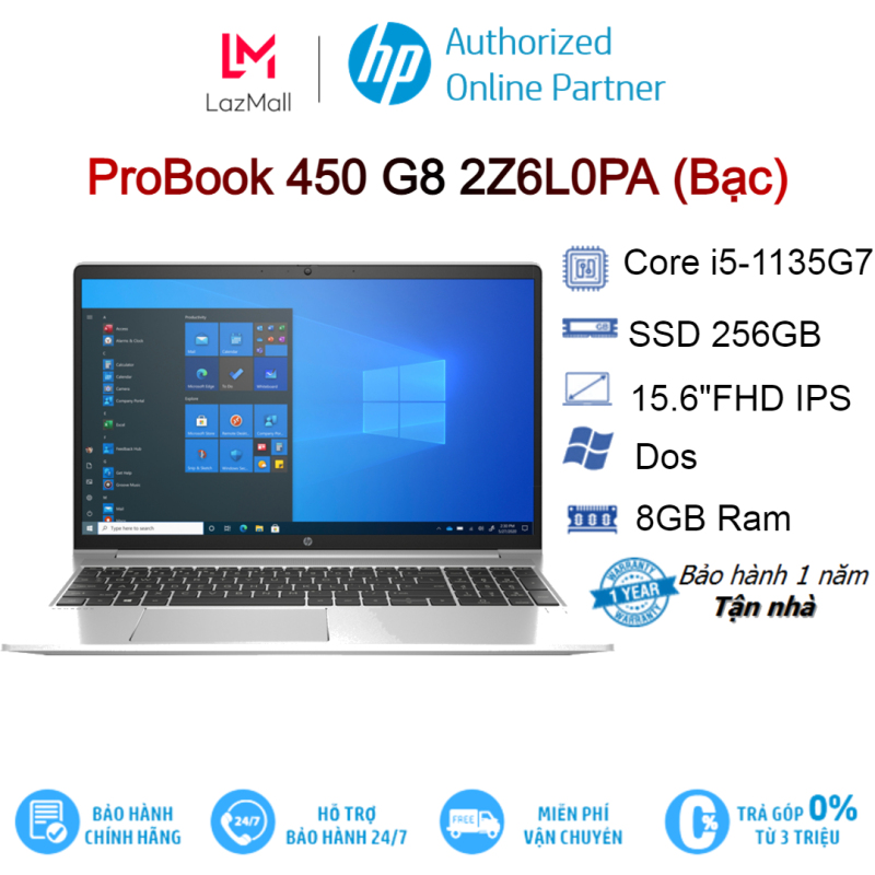Laptop HP ProBook 450 G8 2Z6L0PA (Bạc) i5-1135G7/ 8G/ 256Gb/ 15.6FHD/ VGA 2GB/ Dos-Hàng chính hãng new 100%