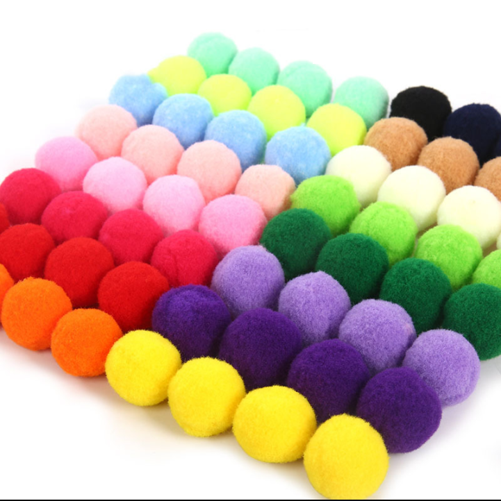 Quả bông Pompom trơn, nhiều size LẪN MÀU