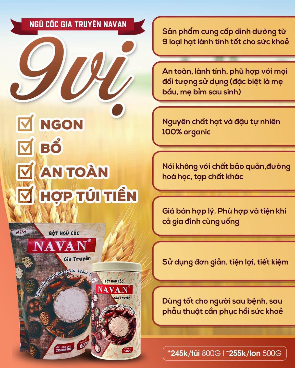 COMBO 3 TÚI NGŨ CỐC NAVAN SIÊU TIẾT KIỆM (BỘT NGŨ CỐC PHA UỐNG)