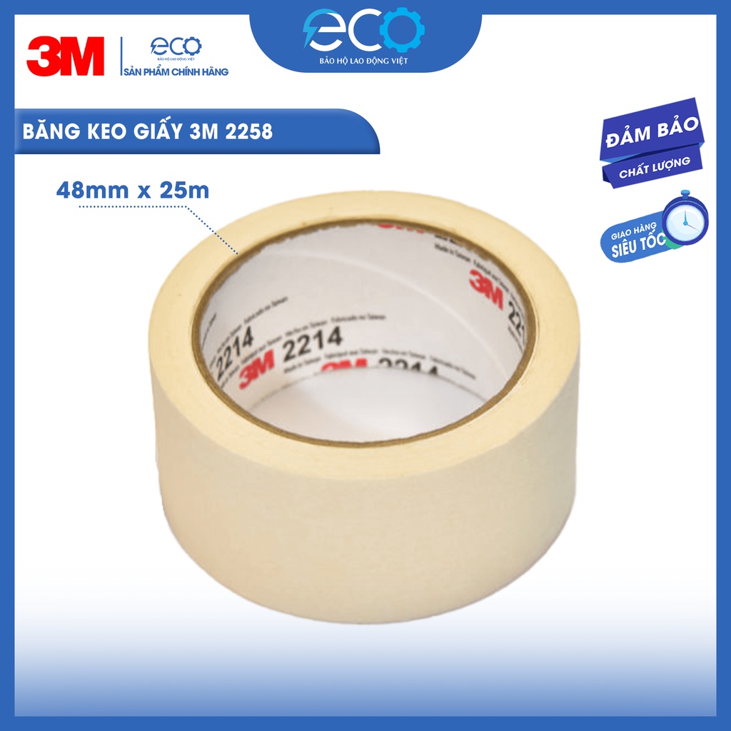 Băng keo giấy siêu dính 3M 2258 chuyên sử dụng che chắn trong sơn phủ