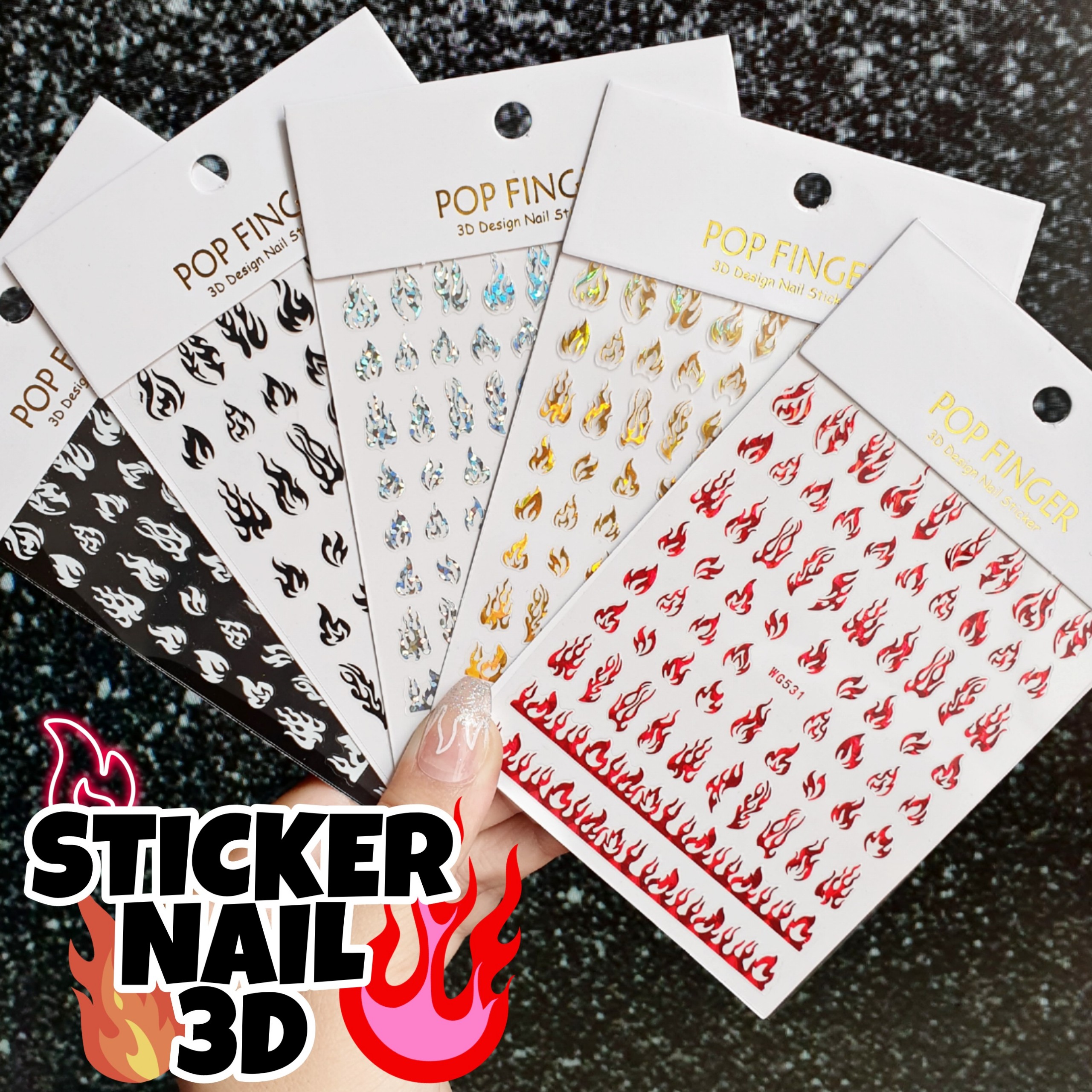 [HCM] Sticker 3D | Hình Dán Móng Lửa Galaxy | Hình Dán Móng Tay