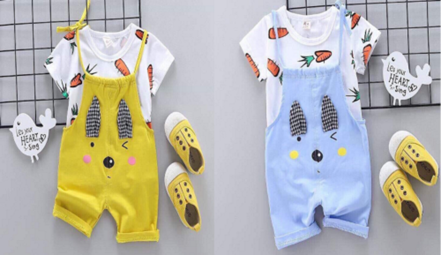 Yếm gấu cotton cho bé kèm áo trong mềm mại