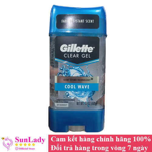 [HCM][USA] Lăn khử mùi  nam dạng Gel  với hương thơm nam tính mạnh mẽ Gillette 107g  Cool Wave  - Mỹ