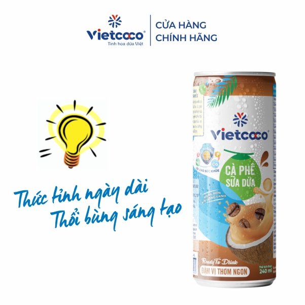COMBO 6 CÀ PHÊ SỮA DỪA LON NHÔM VIETCOCO 240ML
