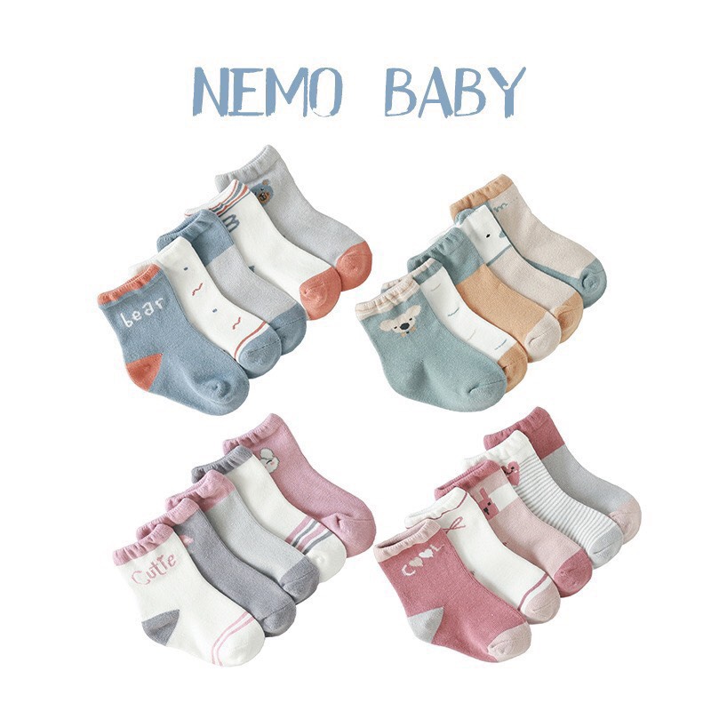 [Có sẵn] [Chính hãng] Set 5 đôi tất Nemo Hàn Quốc cho bé