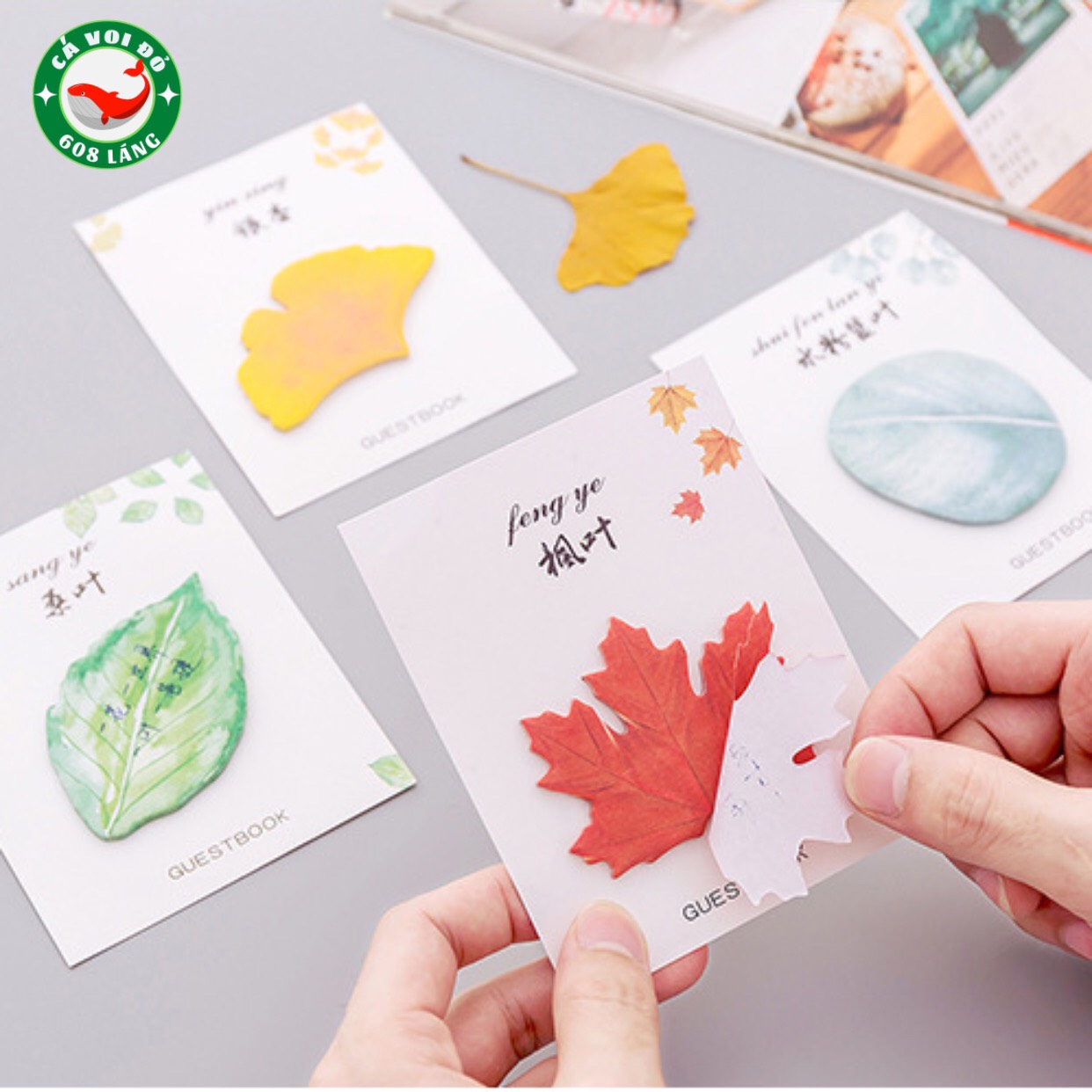 GIẤY NOTE HÌNH CHIẾC LÁ NHIỀU MÀU SẮC XINH XẮN