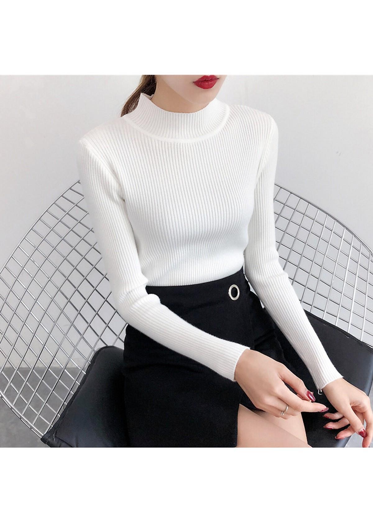 Áo len gân cổ 3 phân