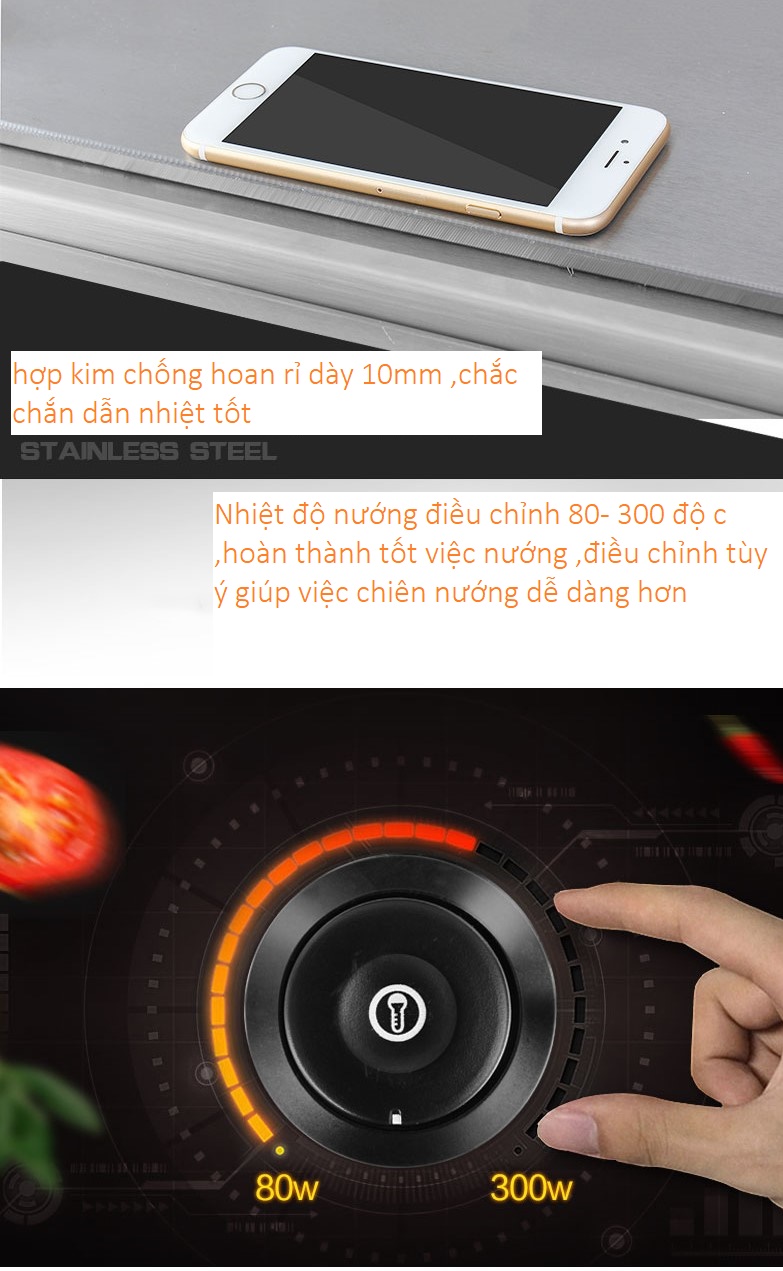 Bếp Chiên Mặt Phẳng Điện Kích Thước 55cm Chất Lượng