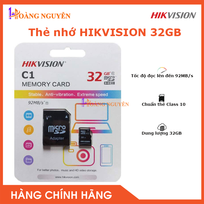 Thẻ nhớ HIKVISION 32GB 92MB s Chuyên Dùng Cho Camera